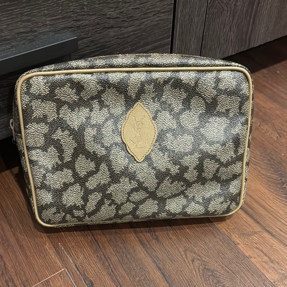 Yves Saint Laurent Textured Brown and Tan Cosmetic Case